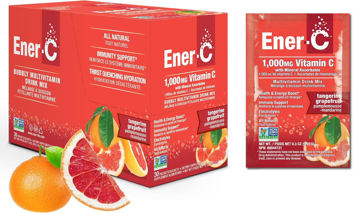 Ener-C Tangerine & Grapefruit Multivitamin Drink Mix, 1000mg Vitamin C, 30 Sachets - görsel 1