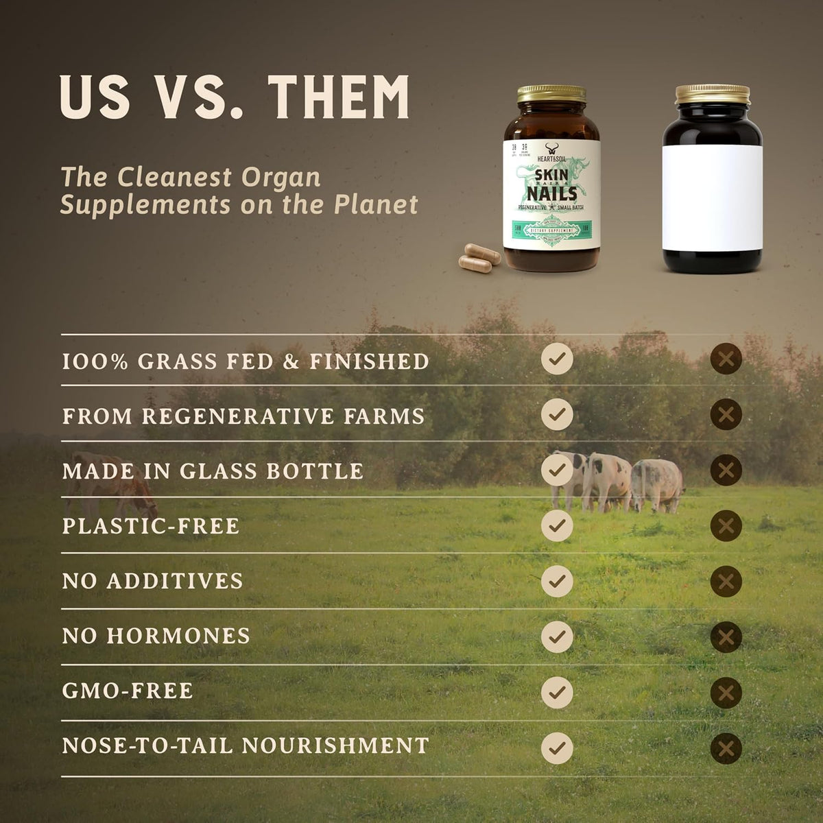 Heart & Soil – 100% Grass Fed & Finished Hair Skin and Nails Supplement – 180 Capsules - görsel 5