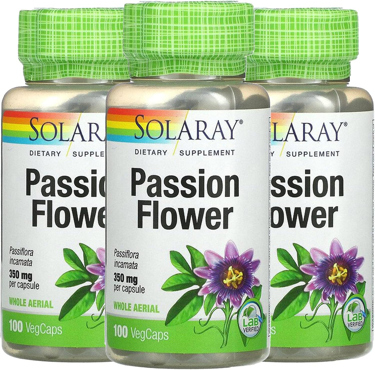 Solaray Passion Flower 350 mg, 100 Vegetarian Capsules (3 Pack) - görsel 1