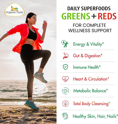 Organic Veda Mixed Greens & Reds Superfood Supplement - 120 Capsules