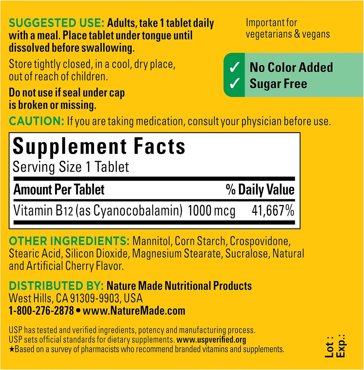 Nature Made Vitamin B12 1000 mcg Sublingual Tablets, 150 Tablets - görsel 8