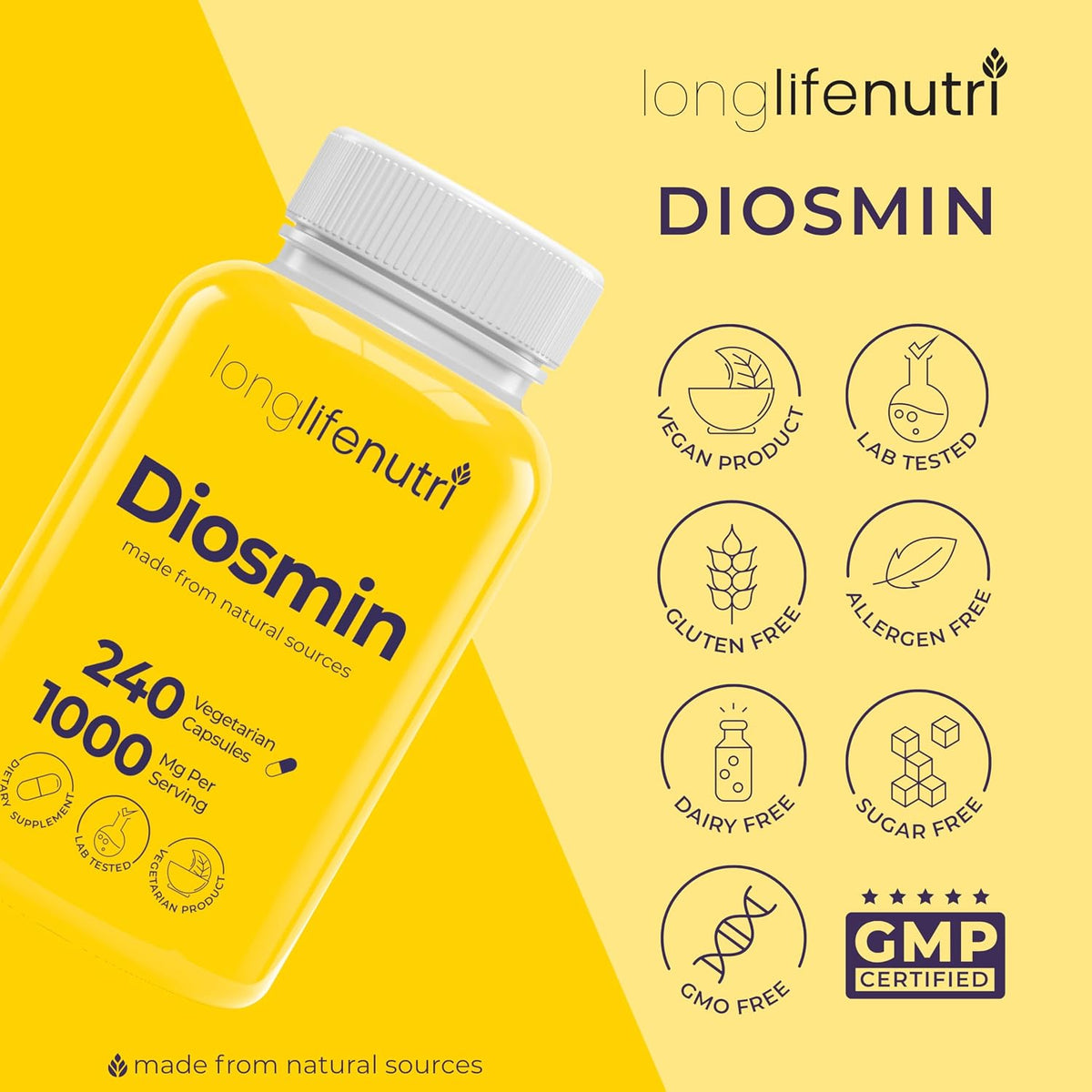 Diosmin 1000mg Advanced Formula – 240 Capsules for Circulatory Health Support - görsel 7