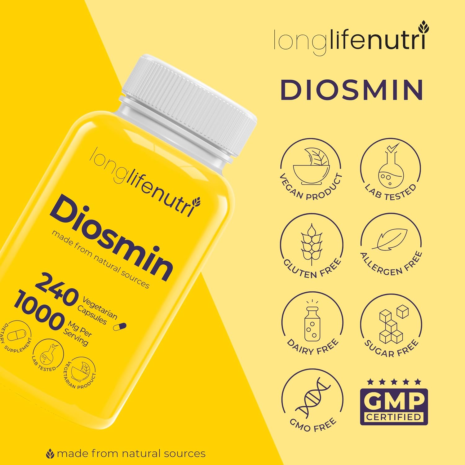 Diosmin 1000mg Advanced Formula – 240 Capsules for Circulatory Health Support - görsel 7