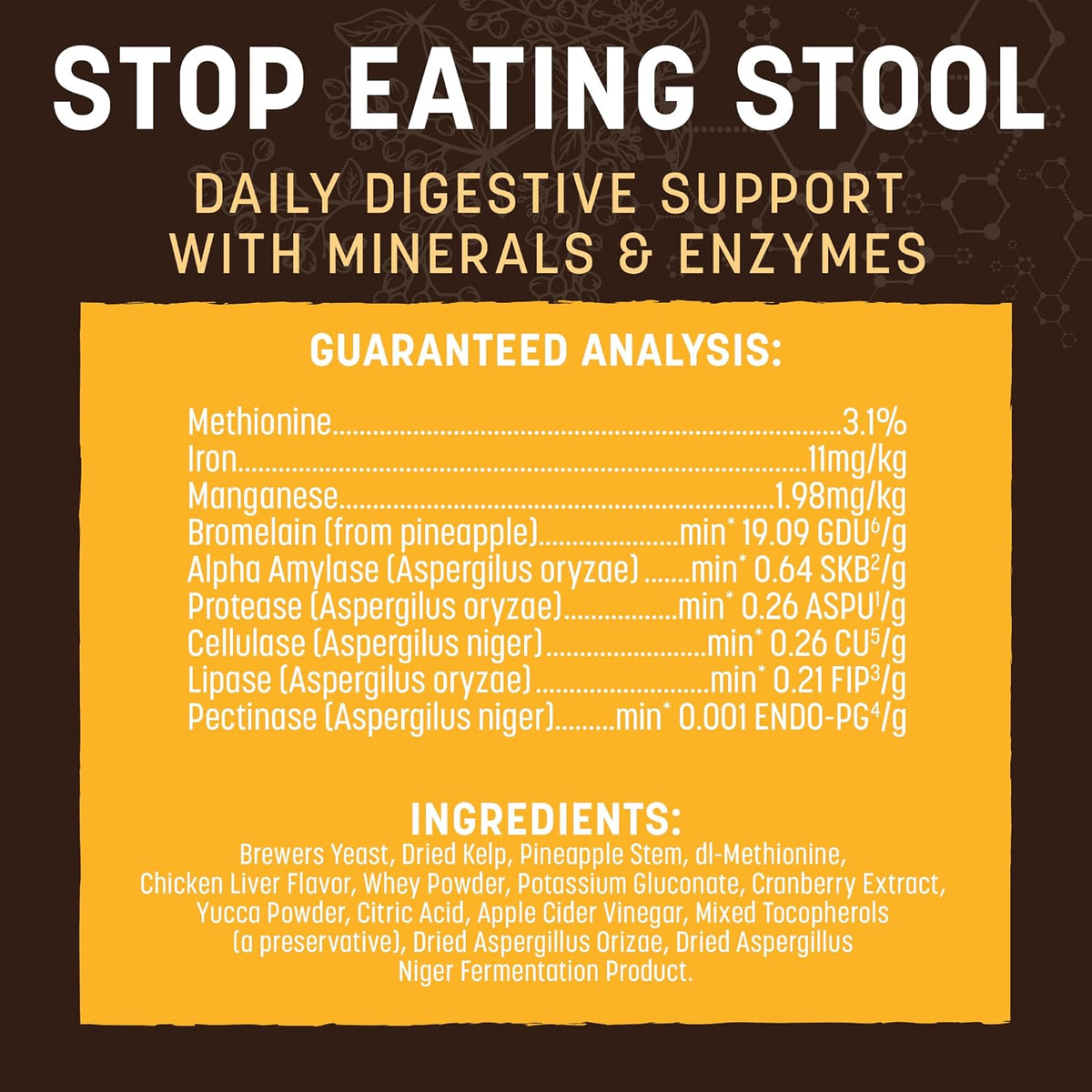 Earth Animal Apothecary Powder Supplement - Stop Eating Stool Nutritional Powder for Dogs & Cats, 8 oz - görsel 3