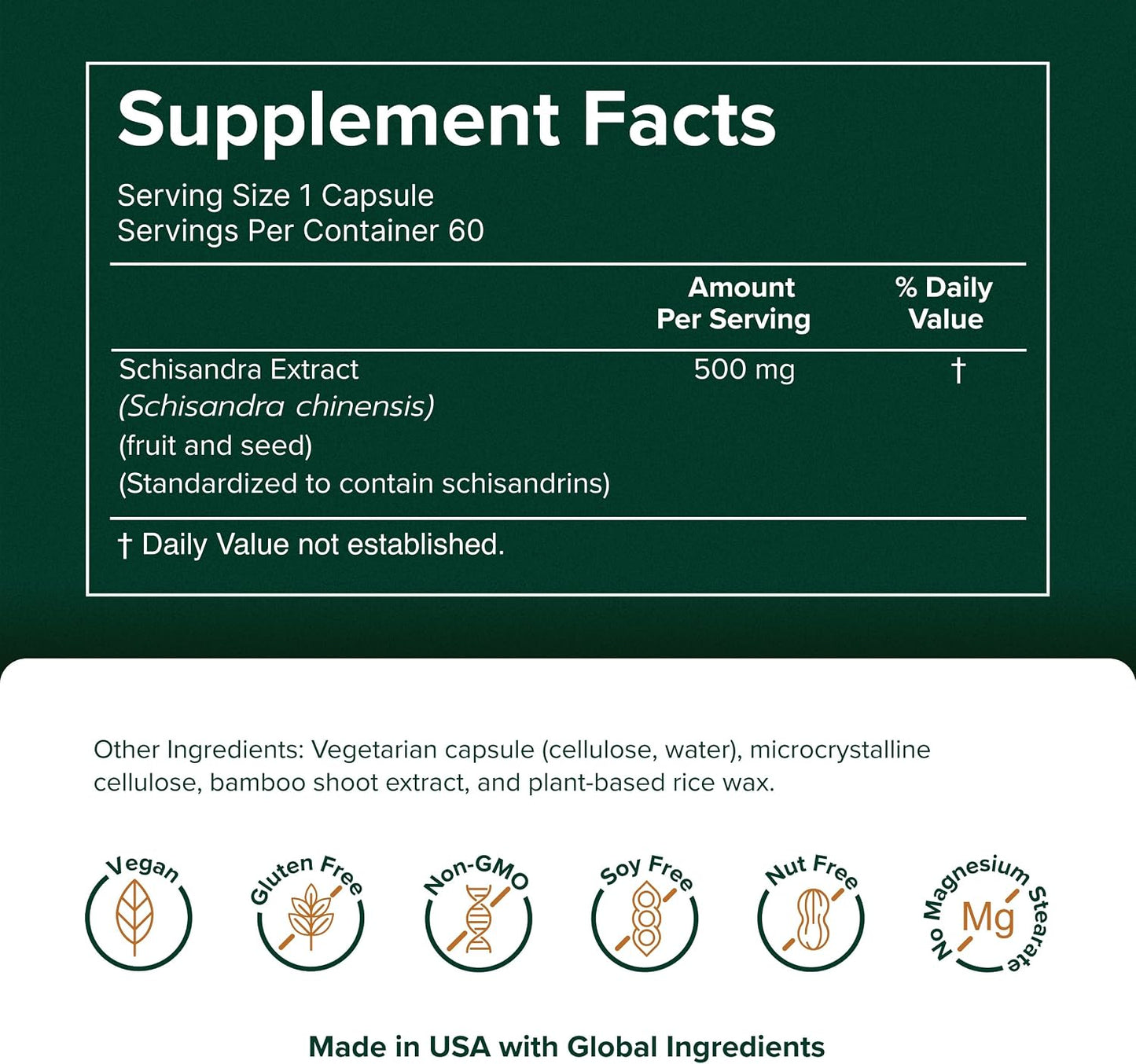 Schisandra - Herbal Food Supplement for Liver Health & Stress Resilience - No Artificial Colours - Non-GM, Vegan & Gluten-Free - 60 Capsules (60 Servings) - görsel 2