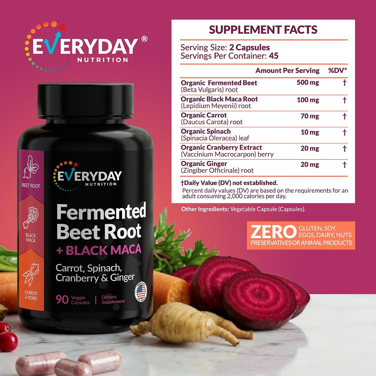 Organic Fermented Beet Root and Black Maca Capsules - Superfood Blend for Energy and Wellness - görsel 4