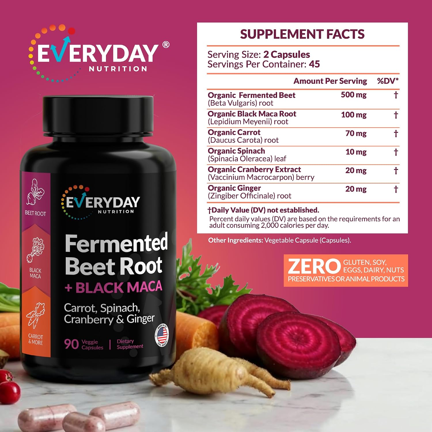 Organic Fermented Beet Root and Black Maca Capsules - Superfood Blend for Energy and Wellness - görsel 4