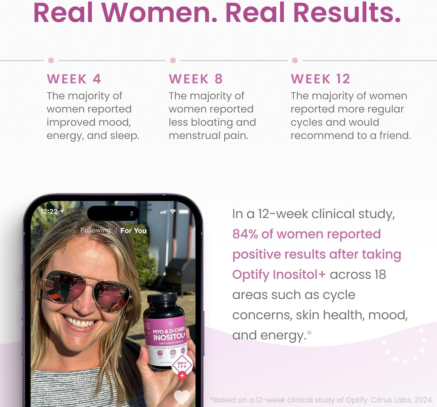 Optify Myo-Inositol & D-Chiro Inositol Powder - 40:1 Ratio with Folate & Vitamin D for Hormonal Balance (63g) - görsel 4