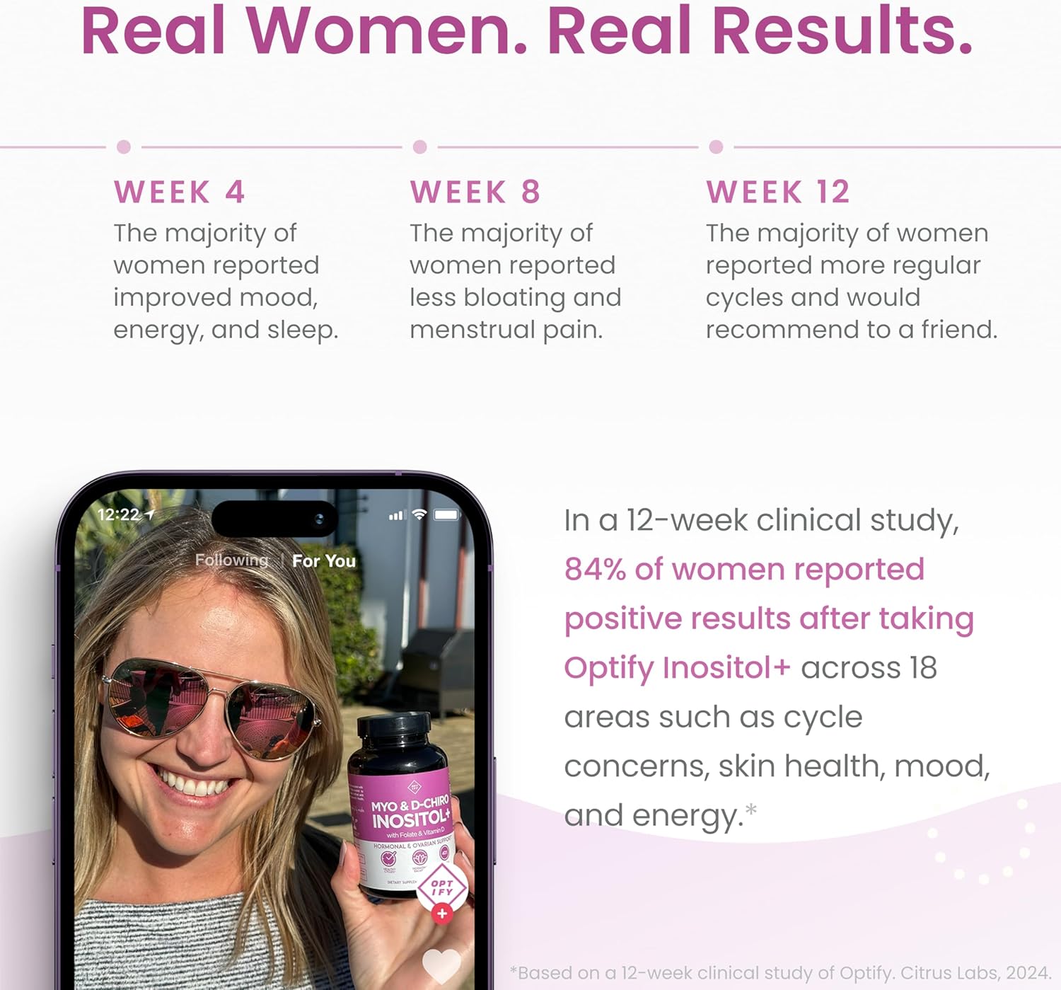 Optify Myo-Inositol & D-Chiro Inositol Powder - 40:1 Ratio with Folate & Vitamin D for Hormonal Balance (63g) - görsel 4