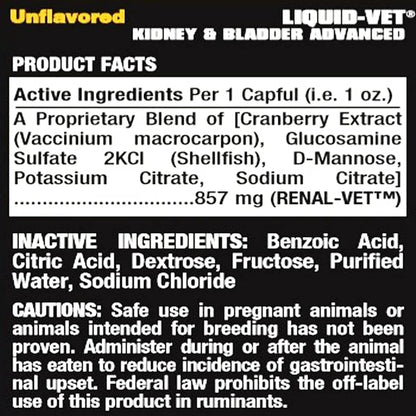 Premium Easy-Dose Liquid for Dogs with Cranberry & D-Mannose: Comprehensive Kidney & Bladder Support