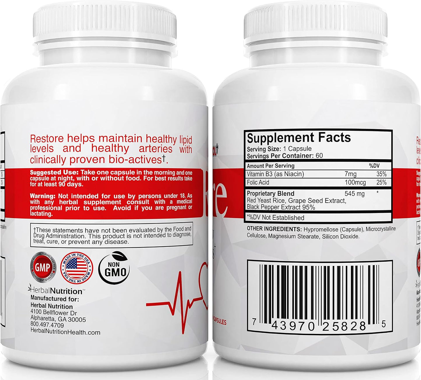 Restore Heart Health & Cholesterol Support Supplement, 180 Capsules - görsel 7