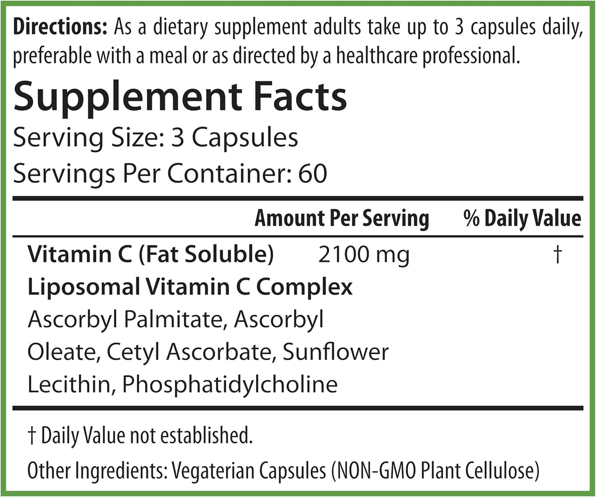 PURE Liposomal Vitamin C 2100mg – 180 Capsules (60 Servings) - görsel 7