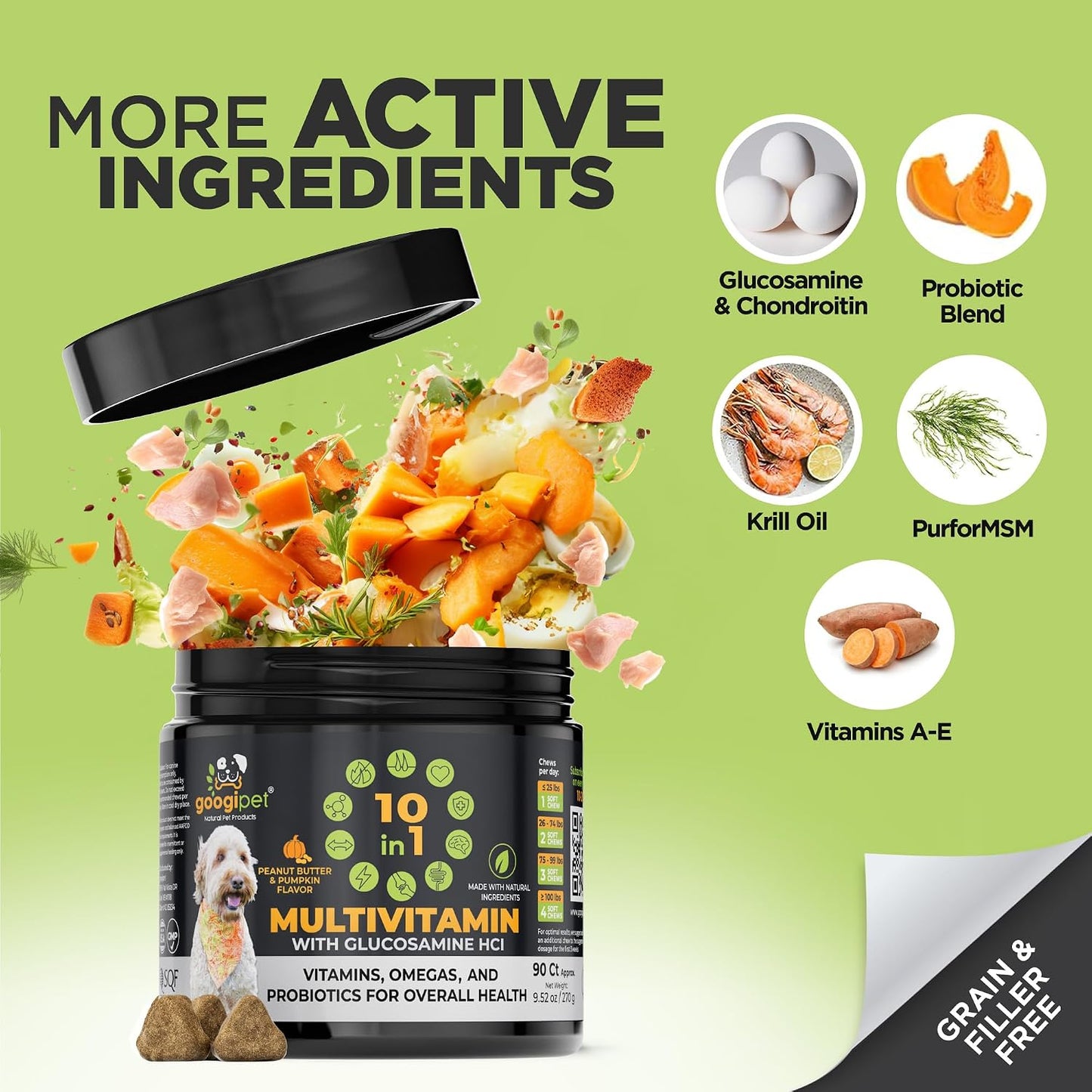Googipet Premium Dog Multivitamin Chewable - PB & Pumpkin Flavour - görsel 5