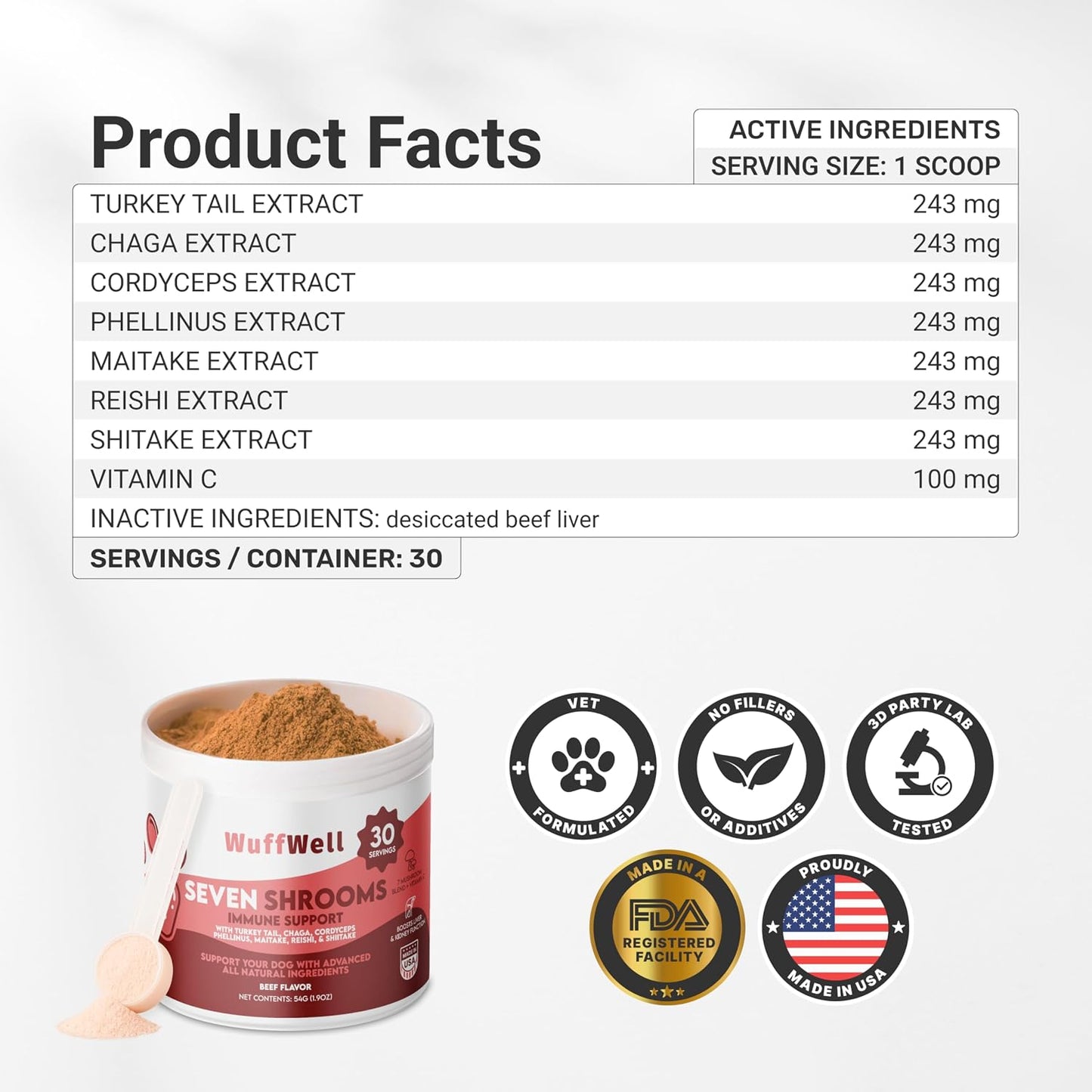 Turkey Tail Mushroom Powder for Dogs - 7 Mushroom Blend - Made in the US - görsel 2