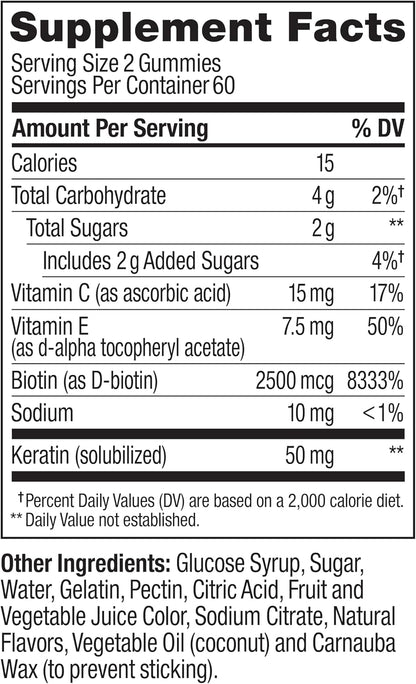 OLLY Undeniable Beauty Hair, Skin & Nails Gummies with Biotin 2500mcg, Keratin & Vitamin C – Grapefruit – 120 Count