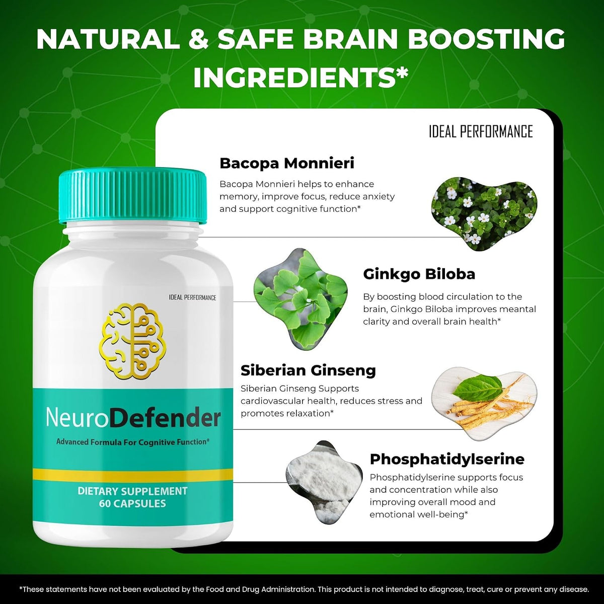 Neuro Defender Brain Supplements for Memory and Focus – Advanced Formula Nootropic Capsules (5 Pack) - görsel 6