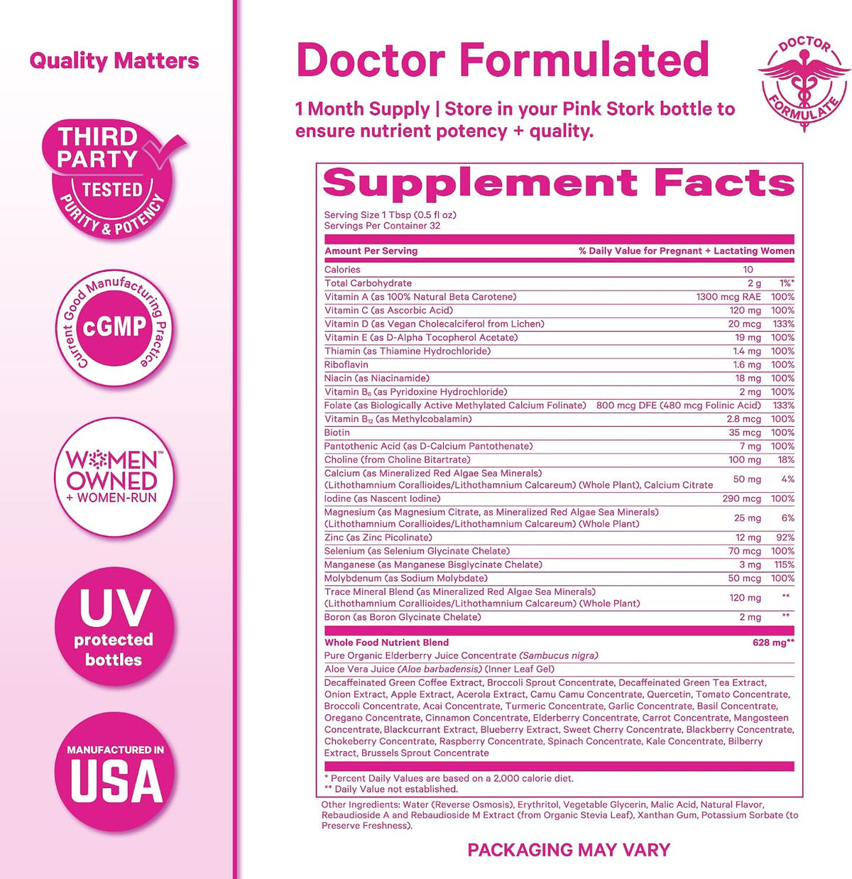 Pink Stork Liquid Prenatal Vitamins for Women – Berry, 64 Servings - görsel 6