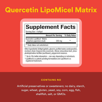 Natural Factors Quercetin LipoMicel Matrix - Superior Absorption Softgels, 60 Softgels
