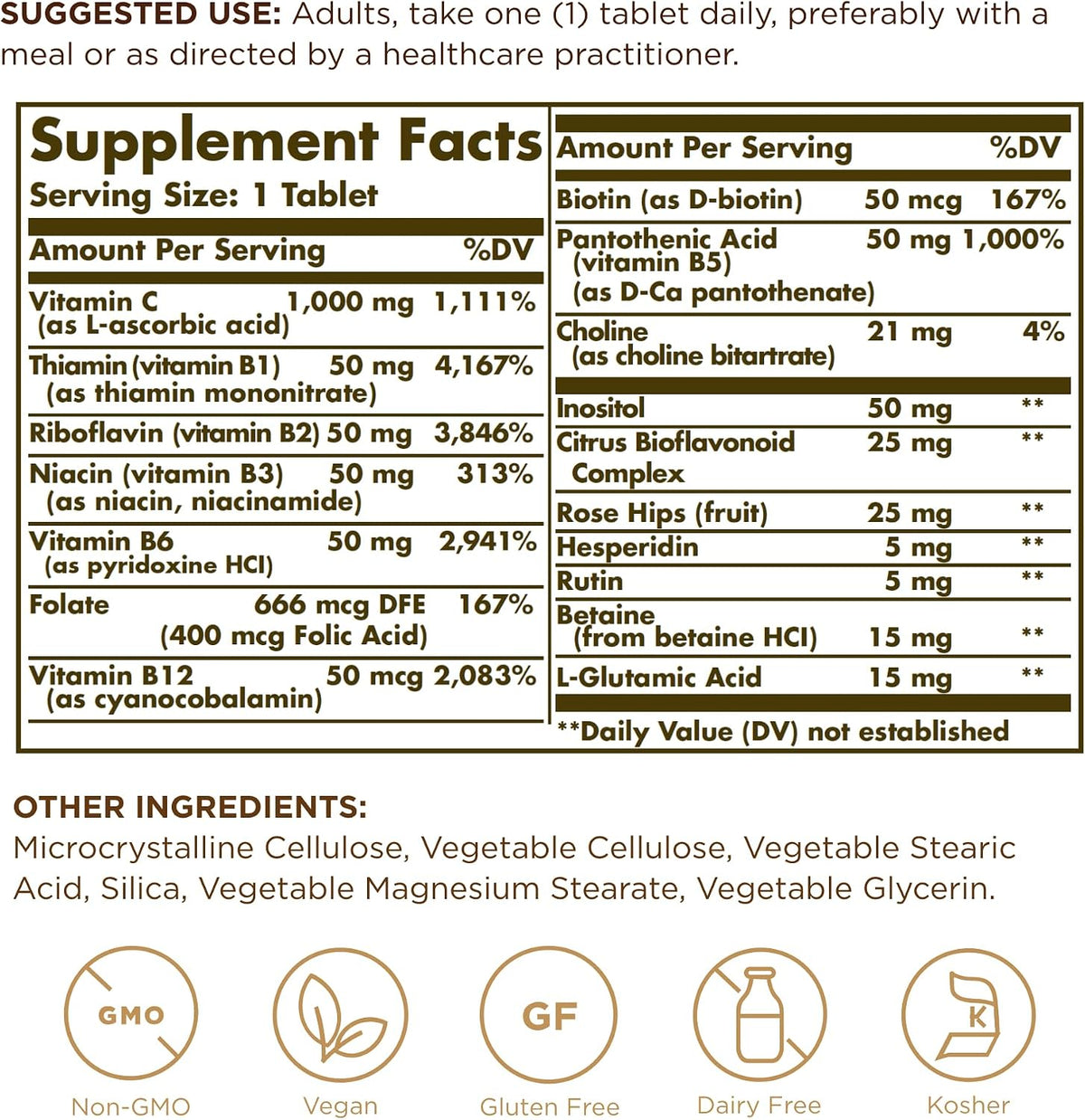 Ultimate B+C Complex Stress Formula 90 Tablets by Solgar - görsel 2