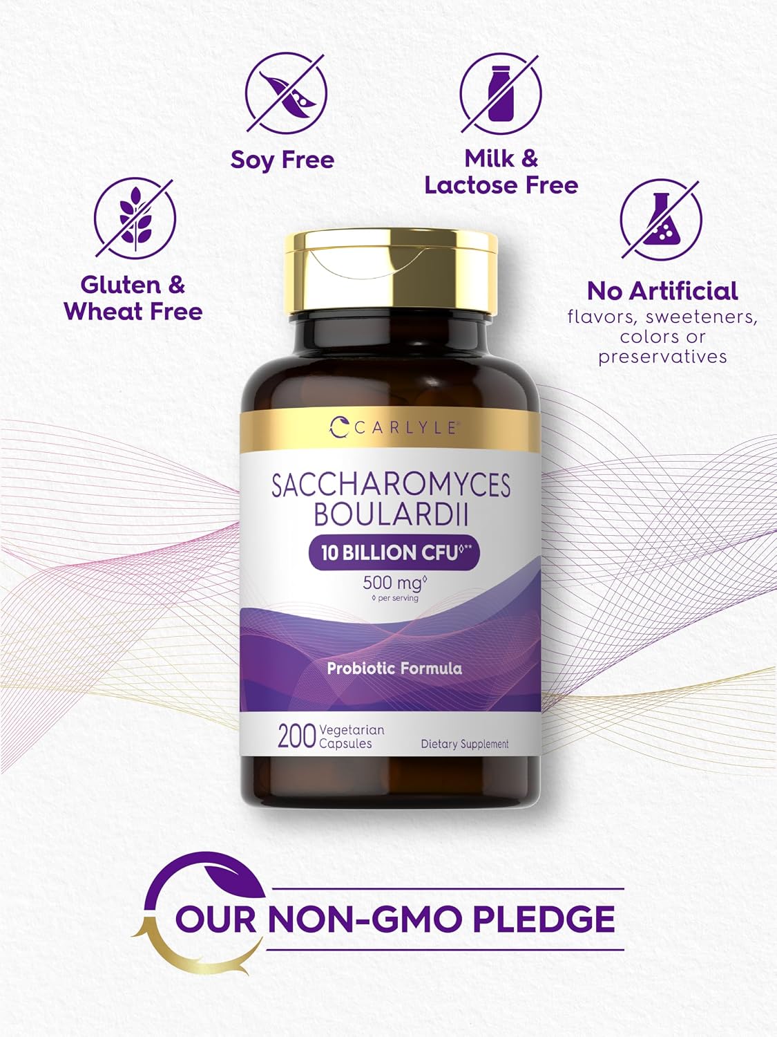 Carlyle Saccharomyces Boulardii Probiotics & Prebiotics | 10 Billion CFUs | 200 Capsules | Non-GMO, Gluten-free - görsel 5