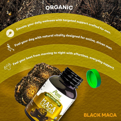 Black Maca Root Capsules – Organic Vegan Supplement for Men's Vitality