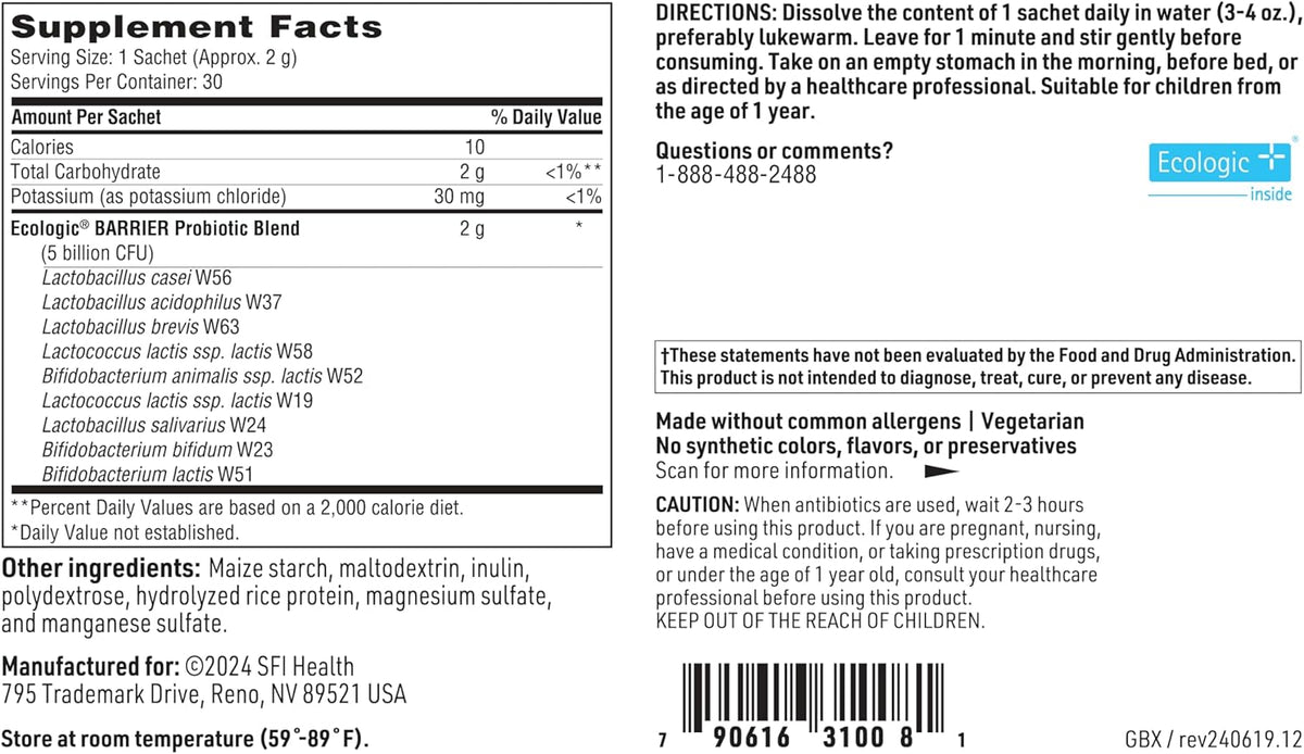 Klaire Labs SFI Health Probiotic Powder - Target gb-X with Bifidobacterium & Lactobacillus, 30 Packets - görsel 5