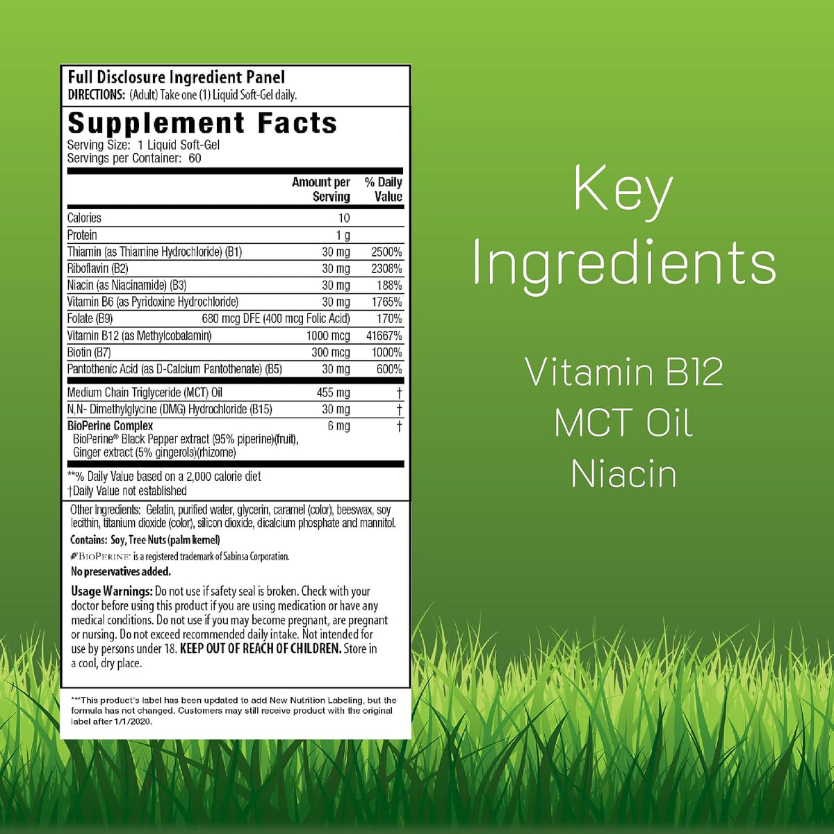 Irwin Naturals Mega B-Complex - 60 Liquid Softgels - Vitamin B Complex with Vitamin B12, Folate B9, Biotin B7, B1, B2, B3, B5, B6, and Rapid Energy MCTs - görsel 2