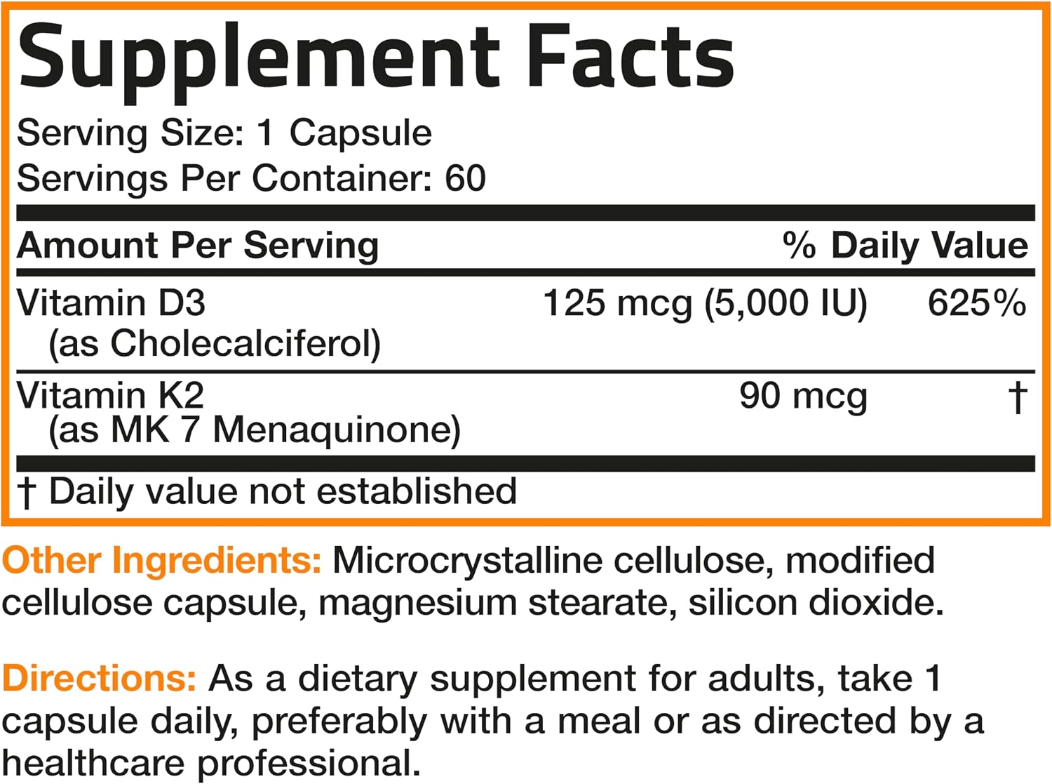 Bronson Vitamin K2 D3 (MK7) Food Supplement - 5000 IU D3 & 90 mcg K2 MK-7, 60 Capsules - görsel 8