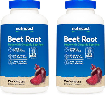 Nutricost Organic Beet Root 2400mg, 180 Capsules - CCOF Certified