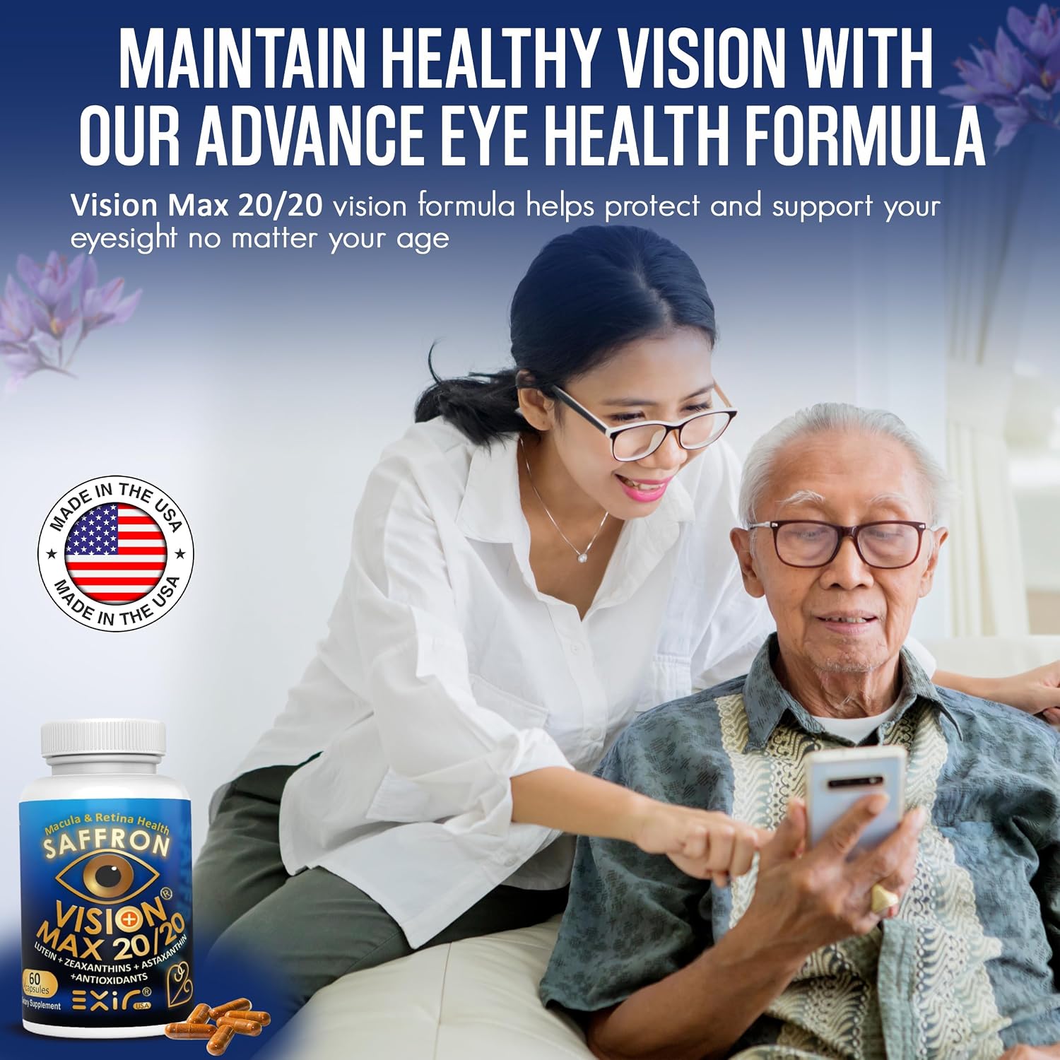 Vision Max 20/20 Visual Performance Support Eye Supplement - Supports Eye Health, Visual Comfort & Focus (60 Capsules) - görsel 5