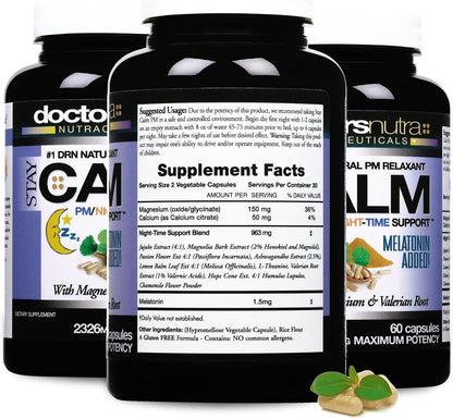 All Natural Night-Time Relief, B-Calm-PM Support with Ashwagandha, Melatonin and More – Supporting a Peaceful Night's Rest – 30 Servings