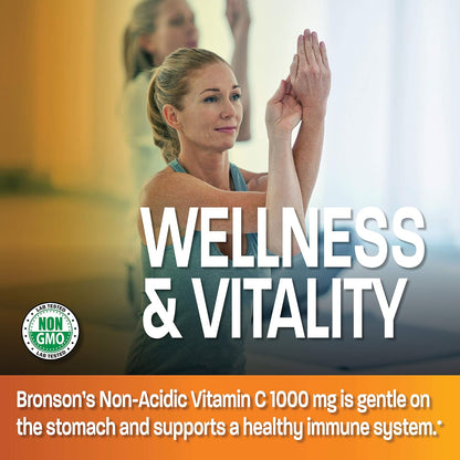 Bronson Sodium Ascorbate Non-Acidic Vitamin C 1000 mg Tablets, 250 Count