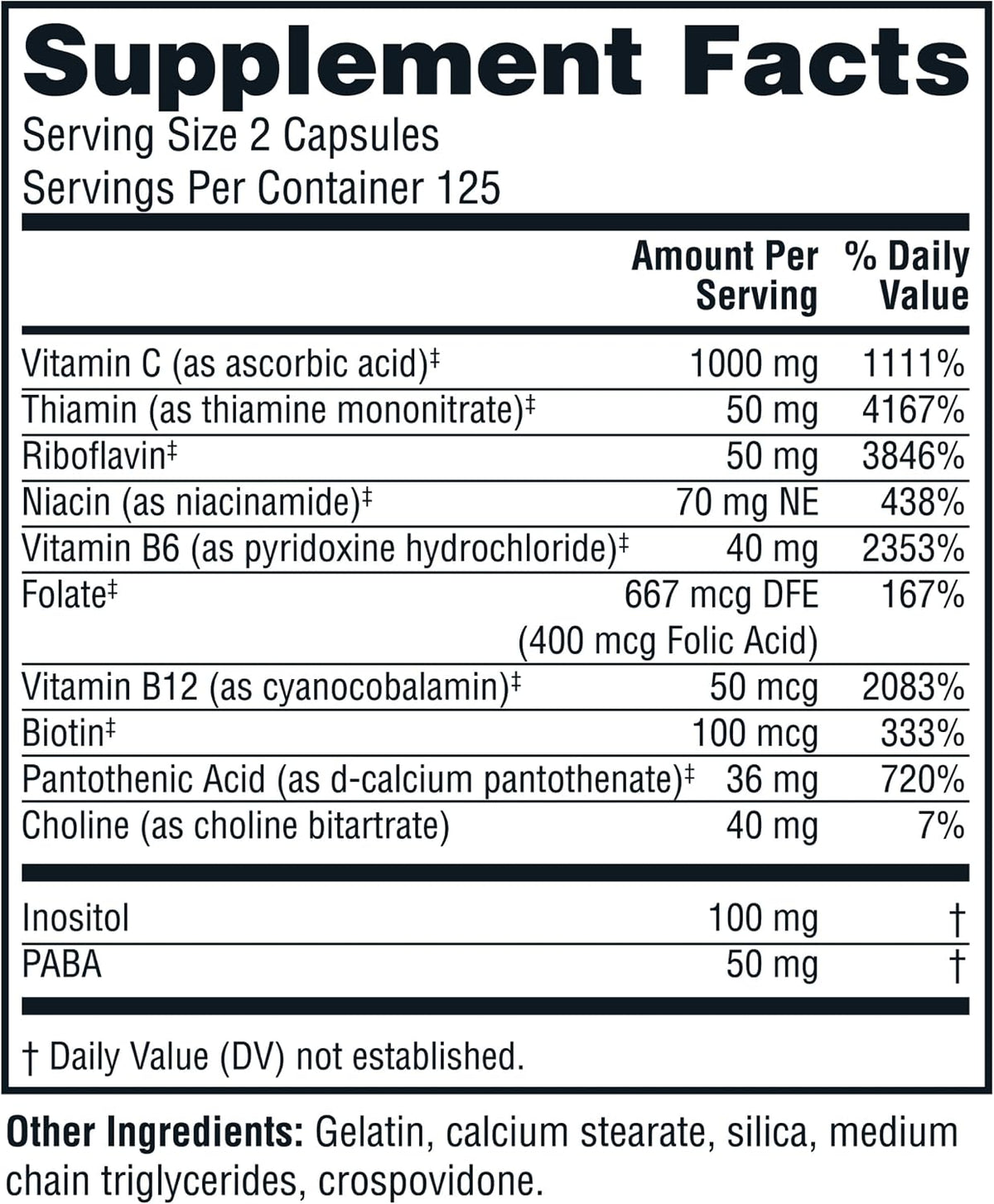 Twinlab Stress B-Complex Capsules - Energy Support Supplement with Vitamin B12 and B6, 250 Capsules - görsel 2