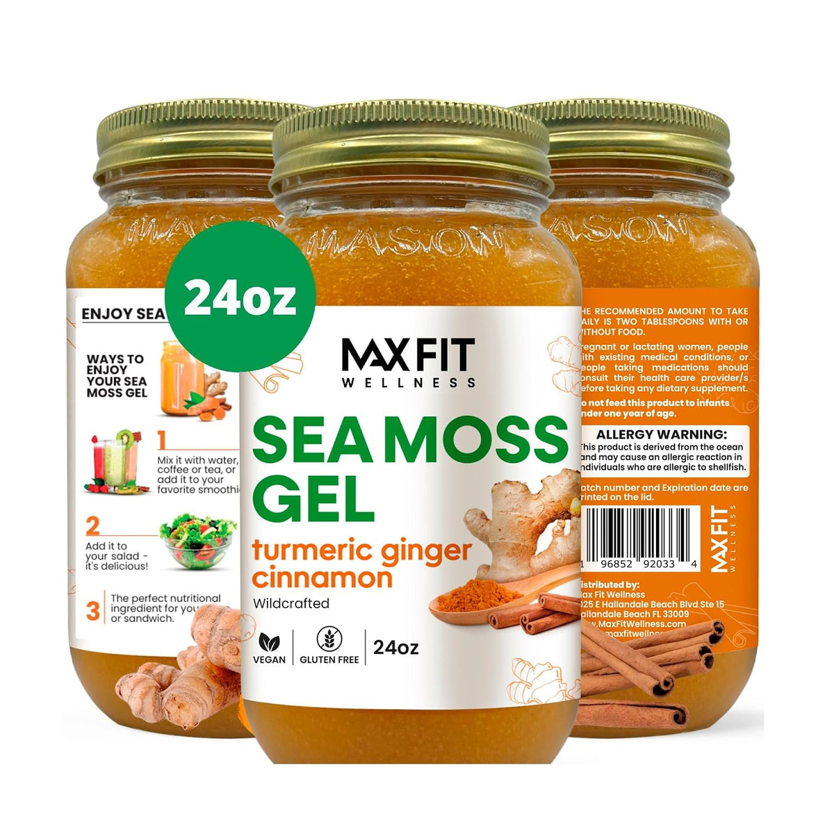 Sea Moss Gel Raw (12 Flavours) 680g Wildcrafted Gold Sea Moss Gel from St Lucia - 92 Vitamins and Minerals - Pure Raw + Non-GMO - Vegan Superfood - görsel 1