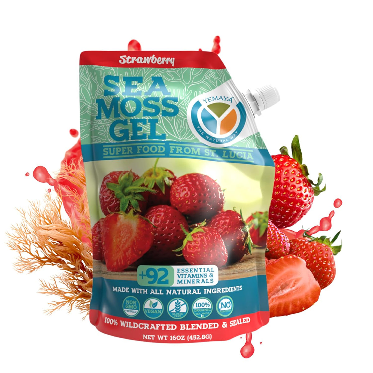 Yemayá Organic Sea Moss Gel - Wildcrafted, Raw, with Real Fruit - 473 ml - görsel 8