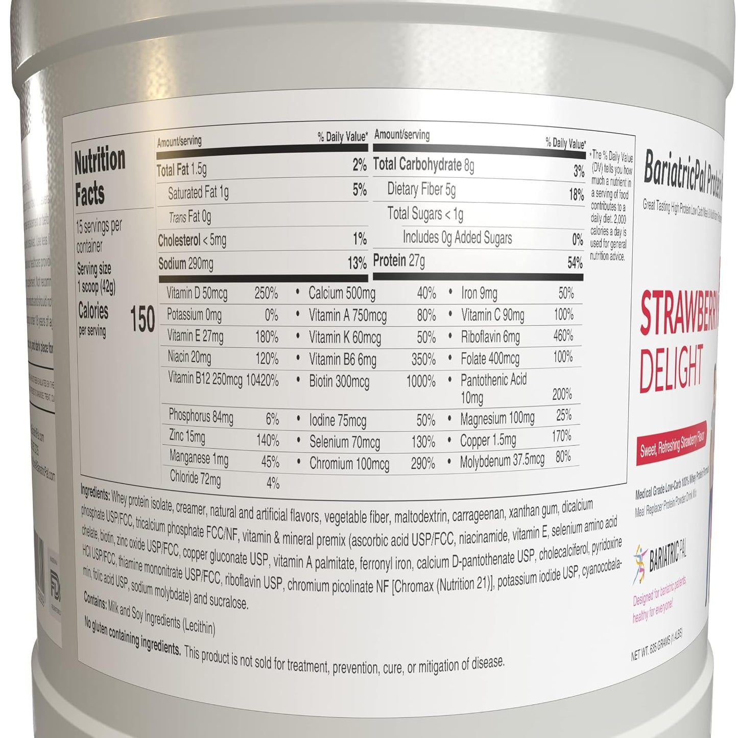 Protein ONE Complete Meal Replacement with Multivitamin, Calcium & Iron - Strawberry Delight (15 Serving Tub) - görsel 2