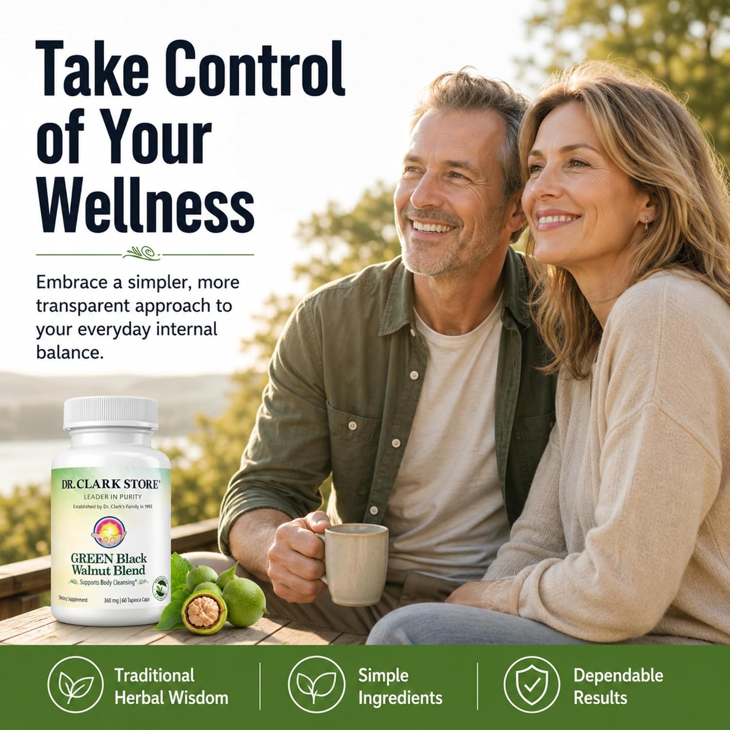 Dr Clark Store Green Black Walnut Blend 360mg with Peppermint, 60 Tapioca Capsules - görsel 6
