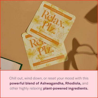 Fleur Marché Relax, Plz Botanical Patch – Calming Wellness Patch with Ashwagandha & Chamomile (7 Patches)