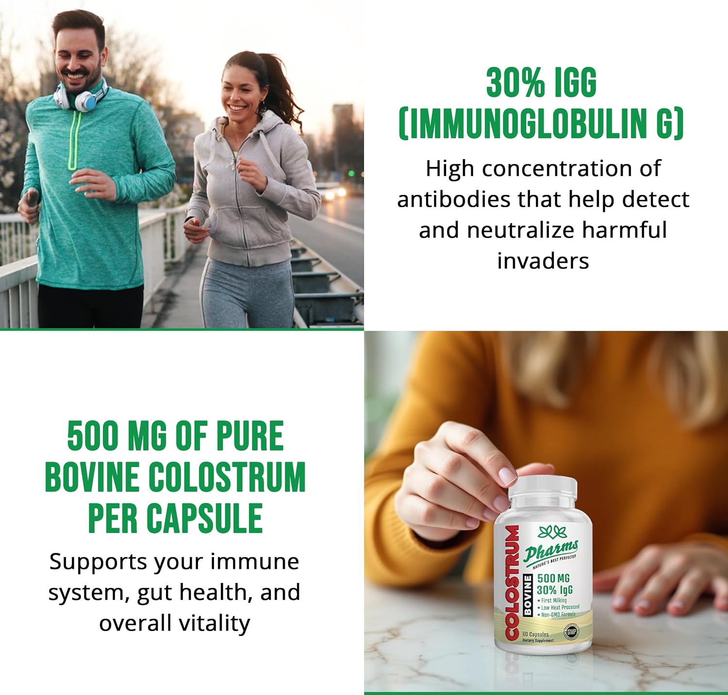 Bovine Colostrum Supplement - 30% IgG - Gut Health, Immune Support & Muscle Recovery - 60 Capsules - görsel 2