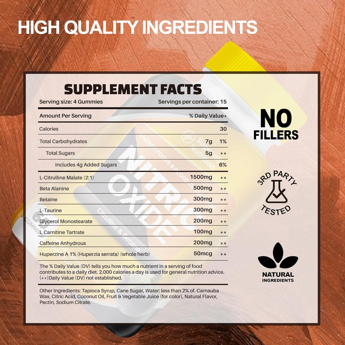 Nitric Oxide Supplements for Men - Citrulline Malate, Beta Alanine, Betaine - 120 Capsules - görsel 2