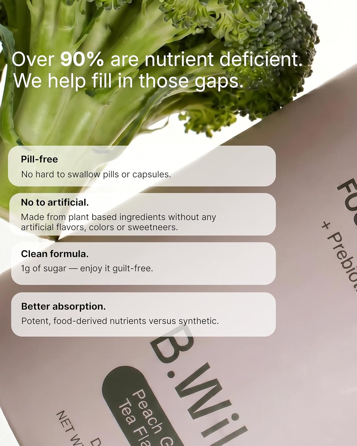 B.WILD Plant-Based Multivitamin Superfood Drink Mix – Peach Green Tea – 30 Servings – Vegan, Gluten-free - görsel 3