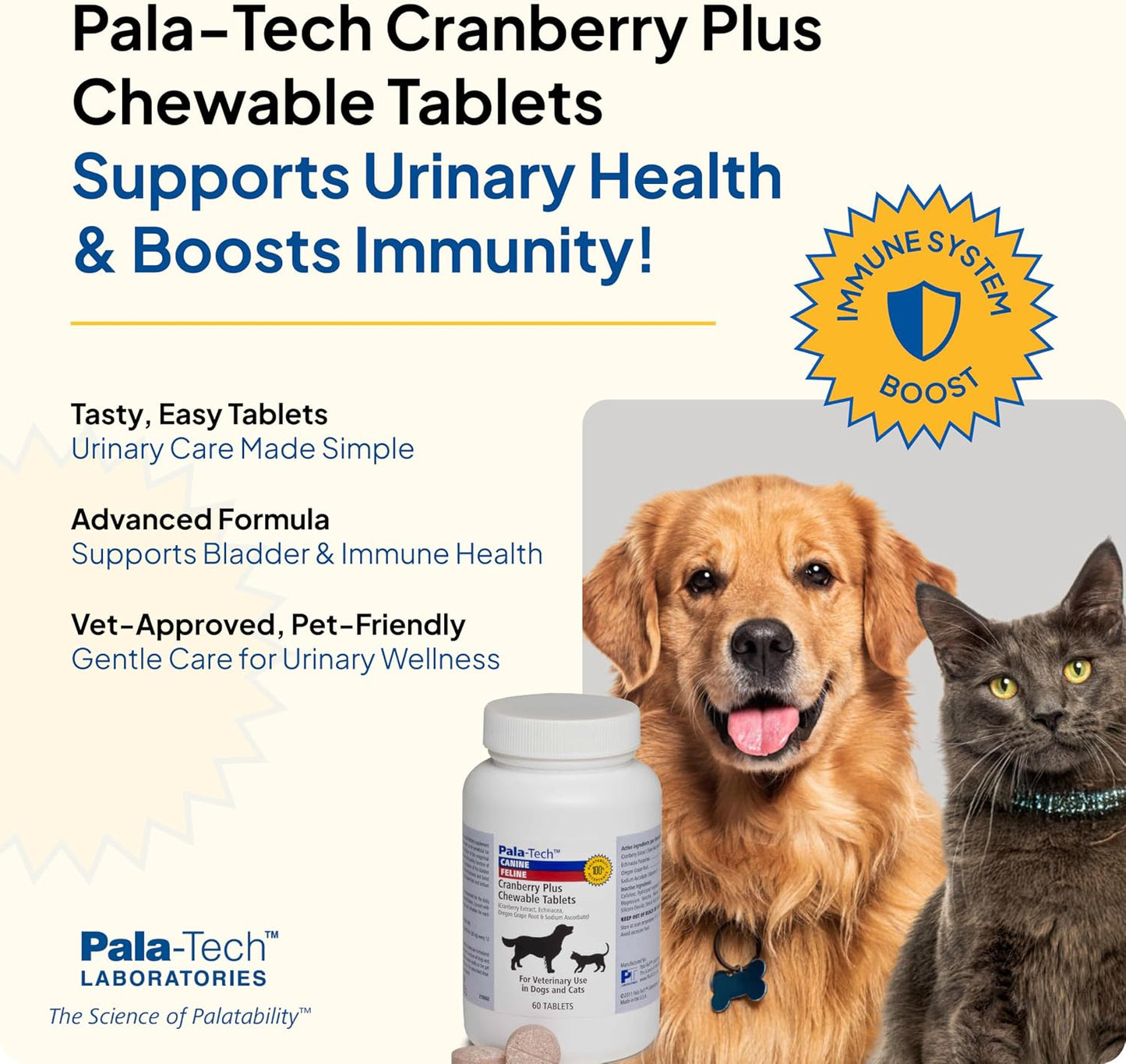 Pala Tech Cranberry Chewable Tablets for Dogs and Cats - Urinary Health Supplement (60 Chewable Tablets) - görsel 2