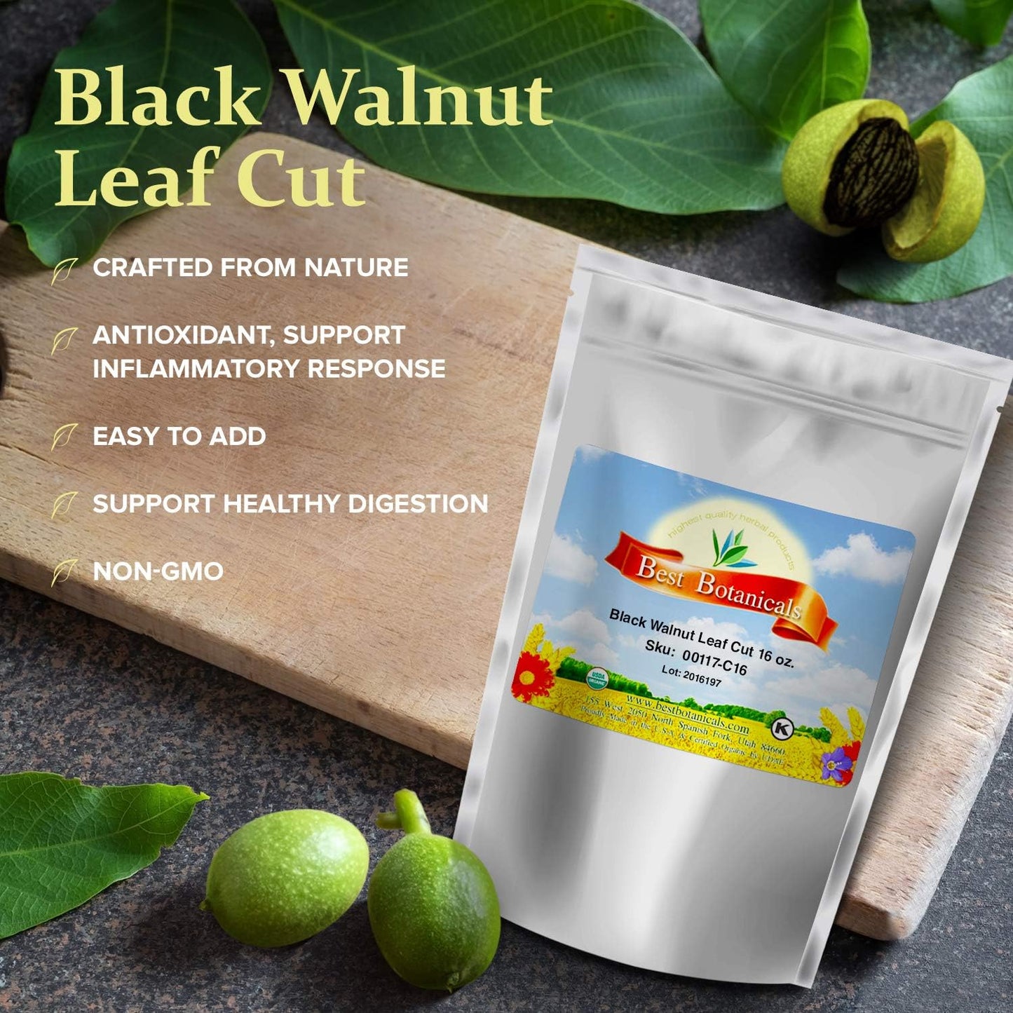 Best Botanicals Black Walnut Leaf Cut, 16 oz - görsel 3