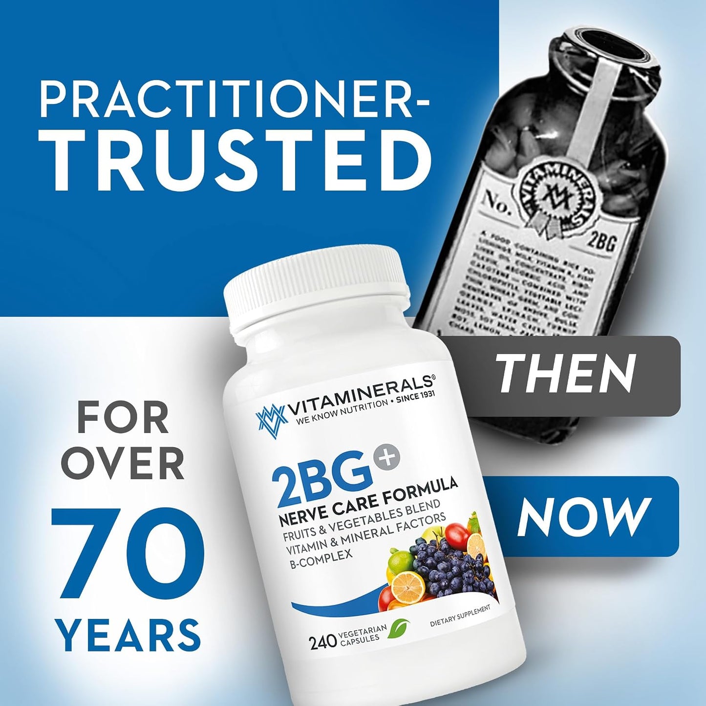 Vitaminerals 2BG+™ B Complex Nerve Support – High Potency B-Complex with Fruits & Veg Blend – 120 Veg Capsules - görsel 3