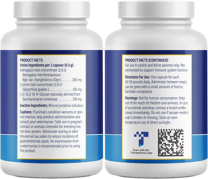 Rx Vitamins GlucaMune Forte - Immune Support Supplement with Beta Glucan for Dogs and Cats - Strengthens Natural Defences for Overall Health - 60ct