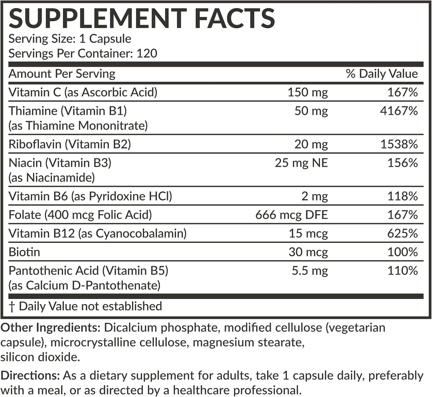 Futurebiotics Vitamin B Complex with Vitamin C - 120 Vegetarian Capsules - görsel 6