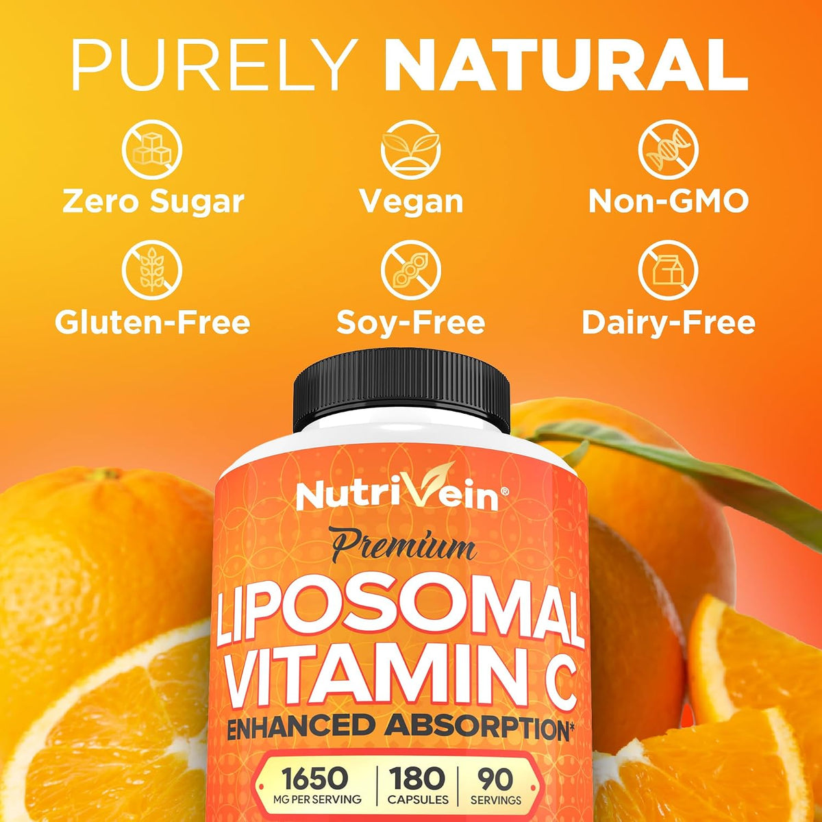 Nutrivein Premium Liposomal Vitamin C Supplement 1650mg - 180 Capsules - görsel 6