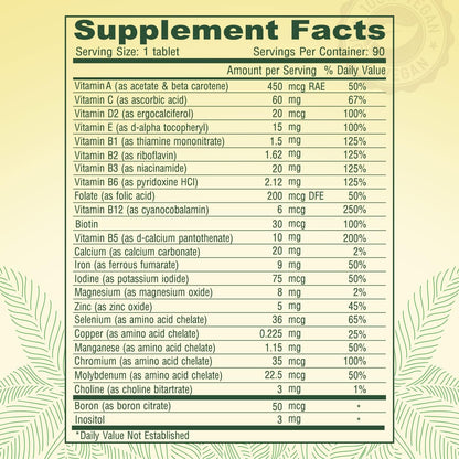DEVA Tiny Tablets Vegan Multivitamin for Women and Men – 2-Pack with Iron and B Vitamins (180 Tablets Total)