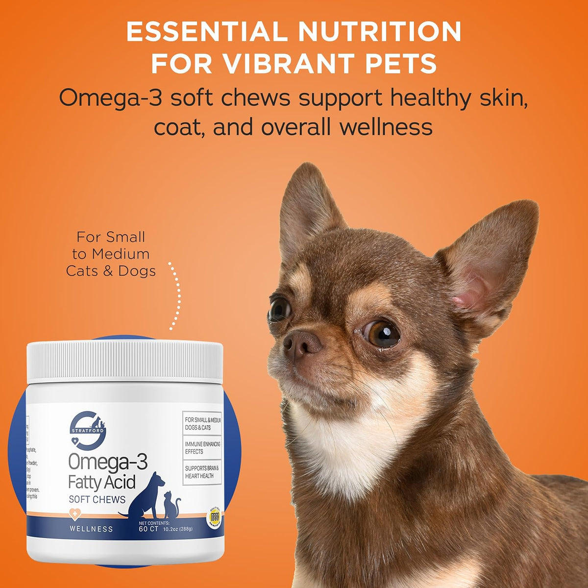 Stratford EZ Chew Omega 3 Fatty Acid Soft Chew Max Strength - Dog Omega 3 Supplement - Soft Chew Treats with Fish Oil for Dogs - Small and Medium Dogs - 60 Soft Chews - görsel 5