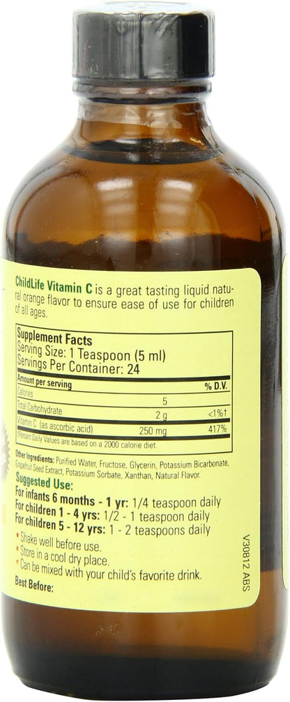 Child Life Liquid Vitamin C, Orange Flavour, Glass Bottle, 118ml (Pack of 2)